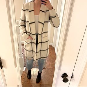 White & Black Windowpane Plaid Coat